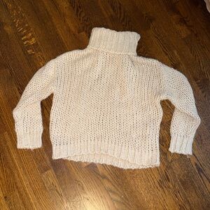 Pink Lily Cream Knit Turtleneck Sweater